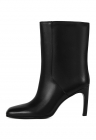 Botine din piele cu toc patrat - Negru