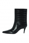 Botine din piele cu toc kitten - Negru stins