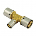 Teu redus cu presare PeX Tiemme, alama, auriu, diametru 20 x 16 x 20 mm – MatHaus.ro