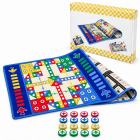 Covor de joaca reversibil 2 in 1, joc Ludo si traseu auto, 180 x 120 cm, 16 pioni, multicolor – Hiris.ro