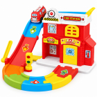 Set de joaca Statie de pompieri Builder Track, circuit cu rampa si masinuta, 13 piese, 18 luni+ – Hiris.ro