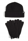 Set de caciula si manusi cu model unisex - 3 piese - Negru
