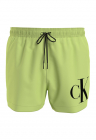 Pantaloni scurti de baie cu imprimeu logo si snur de ajustare - Verde deschis