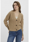 Cardigan cu maneci cazute si nasturi - Maro camel