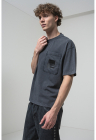Tricou din bumbac cu buzunare frontale - Gri inchis