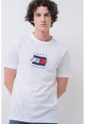Tricou din bumbac cu detaliu logo pe piept - Alb