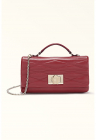 Geanta crossbody de piele cu bareta lant - Rosu