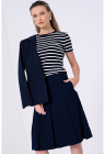 Tricou slim fit - Albastru ultramarin/Alb murdar