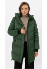 Geaca de iarna midi matlasata - cu gluga - fermoare laterale - dama - J-Dila - Verde - Verde