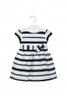 Rochie fete - cu dungi - albastru/alb - bumbac/poliester -