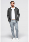 Cardigan tricotat fin cu fermoar - Gri