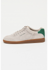 Pantofi sport de piele intoarsa cu logo lateral si talpa joasa - Verde/Gri deschis