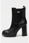 Botine Chelasea de piele napa cu toc inalt - Negru