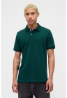 Tricou polo cu logo discret - Verde padure