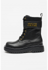 Ghete de piele ecologica cu logo - Negru