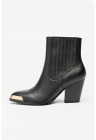 Botine de piele cu toc - Negru