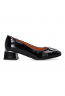 Pantofi cu toc din piele lacuita neagra cu decoratiuni argintii – FashionDays.ro