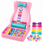 Set creativ pentru realizat bratari Awesome DIY, razboi de tesut, fire si margele, roz-turcoaz, 3+ ani – Hiris.ro