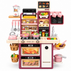 Bucatarie interactiva pentru copii Dream Kitchen, 98 cm, lumini, sunete, abur si apa, accesorii incluse, roz-crem, 3+ ani – Hiris.ro