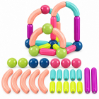Joc educativ magnetic cu 26 de piese pentru constructii 3D, tije curbate si bile colorate, multicolor, 3+ ani – Hiris.ro