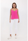 Bluza fara maneci - decolteu in V - roz - viscoza - Roz