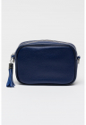 Geanta crossbody din piele cu accesoriu canaf - Albastru inchis