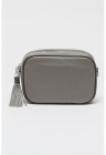 Geanta crossbody din piele cu accesoriu canaf - Gri inchis
