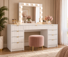 SEA26 – Set Masa alba toaleta cosmetica machiaj oglinda masuta vanity – eMobili.ro