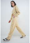 Pantaloni din reiat cu logo ESS ELEVATED - Galben pai