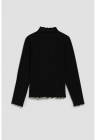 Bluza cu guler pe cu fir metalic - Negru