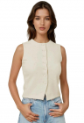 Vesta dama –  bej – bumbac – Alb fildes – FashionDays.ro