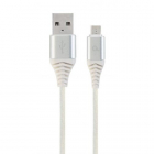 Cablu de date Gembird Premium cotton braided, USB 2.0 – micro USB, 2m, Alb – Dwyn.ro