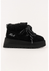 Ghete wedge din piele intoarsa - Negru