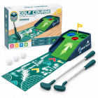 Set mini golf pentru copii, 2 crose reglabile, 3 mingi, covoras si rampa cu 3 tinte, 3 ani+ – Hiris.ro