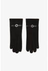 Manusi femei - negre - curea decorativa - cristale - din suede