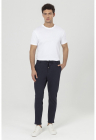Pantaloni texturati cu croiala regular-fit si snur in talie - Albastru ultramarin