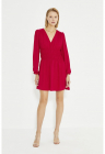 Rochie scurta cu decolteu si talie transparenta - Rosu vermillion