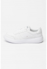 Pantofi sport din piele cu imprimeu logo lateral Modern - Alb optic