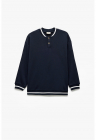Bluza de trening cu guler baseball – Alb/Bleumarin – FashionDays.ro
