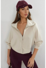 Hanorac dama - ecru - fermoar - Textil