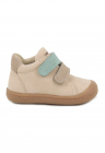 Pantofi sport din piele cu model uni si inchidere velcro - Bej/Verde pal