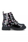 Bocanci cu model floral – Negru/Roz deschis/Albastru deschis – FashionDays.ro