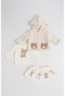 Set de jacheta din material teddy cu model – bluza si fusta – 3 piese – Bej deschis – FashionDays.ro