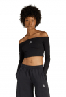 Bluza crop cu decolteu pe umeri – Negru – FashionDays.ro