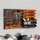 Panou Organizator Scule pentru Perete cu Cutii si Suporturi Set 4 Panouri 47 x 27cm Negru