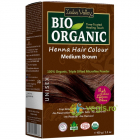 Vopsea de Par Henna Saten Mediu (Medium Brown) Bio 100g