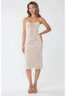 Rochie midi mulata  guler patrat - material subtire - bej