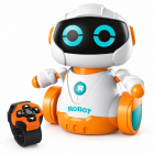Robot interactiv pentru copii, cu telecomanda tip ceas, lumini si sunete, Alb/Portocaliu – Hiris.ro