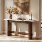 MAM45 – Masa Consola, 160 cm, masuta Hol, Aspec Lemn si Marmura, Living, Dining, Dormitor – Maro – Alb – eMobili.ro