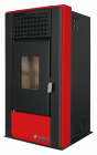 Pachet complet pentru incalzire cu control de la distanta format din Semineu (Soba) pe Peleti cu aer cald Magnesia 9 KW culoare Bordeaux termostat ambiental Salus IT 800 aspirator de cenusa si kit de evacuare 25 metri – Fornello.ro